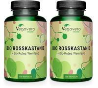 Vegavero Organic Horse Chestnut Extract | with Red Vines & Acerola Cherry | 120 Capsules | NO Additives | Circulation & Varicose Veins Support | Aesculus Hippocastanum | Vegan (Pack of 2)