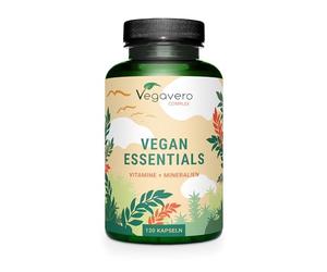 Vegavero Vegan Essentials | Multivitamins & Minerals | Vitamins B12, B2, D3, K2, Zinc, Iron, Selenium and Iodine | NO Additives | Natural Support for Plant Based Diet | 120 Capsules