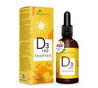 Vegavero Vitamin D3 K2 Drops | 60 ml | 2000 IU Vitamin D3 & 25 μg K2 | NO Additives, Lab-Tested | Made in UK | Vegan