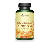 Vegavero Vitamins D3 K2 Oil | Vegan & NO Additives | Cholecalciferol & All-Trans MK-7 | 1000 IU Vitamin D + 100 µg VIT K2 | 120 Vegan Capsules