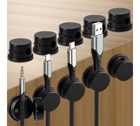 VEGCOO 10 Pack Cable Organizer Holder Clips, Magnetic Closure Wire Clips, 360° Swivel Cable Management, Suitable For Desk, Bedside Table, Car, Etc. - (0.7mm)(10, Black)