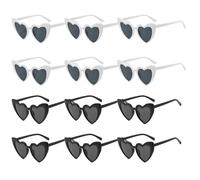 VEGCOO 12 Pack Heart Sunglasses, Vintage Heart Shaped Glasses Fashion Funky Bachelorette Glasses Black & White Sunglasses for Women, Retro Cat Eye Love Eyeglasses for Wedding Birthday Hen Party
