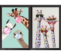 VEGCOO 2 Packs Embroidery Cross Stitch Kits for Adults Beginners, Giraffes & Alpaca Pre Printed Embroidery Cross Stitch Kit 11CT Needlework Kit DIY Artwork for Adults Home Decor or Gifts (30 × 40 cm)