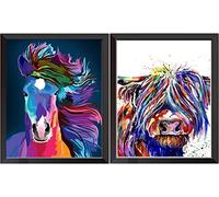 VEGCOO 2 Packs Embroidery Cross Stitch Kits for Beginners Adults, Pre-Printed Stamped Animals Embroidery Kits 11CT Needlework Kit DIY Artwork for Adults Kids Girls Home Wall Decoration(30x40cm)