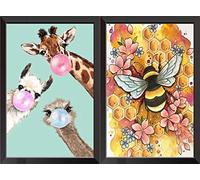 VEGCOO 2 Packs Embroidery Cross Stitch Kits for Beginners Adults, Pre-Printed Stamped Embroidery Kits 11CT Needlework Kit DIY Artwork for Adults Kids Girls Home Wall Decoration(30x40cm)