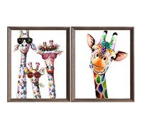 VEGCOO 2 Packs Embroidery Cross Stitch Kits for Beginners Adults, Pre-Printed Stamped Giraffe Embroidery Kits 11CT Needlework Kit DIY Artwork for Adults Kids Girls Home Wall Decoration(30x40cm)