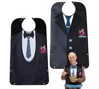 VEGCOO 2 Pcs Adult Bibs for Men, Reusable Adult Bibs for Elderly Washable with Crumb Catcher, 86 * 46cm