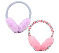 VEGCOO 2 Pcs Kids Earmuffs, Adjustable Kids Earmuff Knitted Earmuff Winter Warm Plush Ear Muffs, Soft Velvet Ear Covers Warmers Earmuffs for Girls Boys Kid Toddler and Teen 3-8 Years