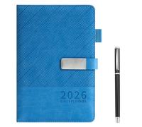 VEGCOO 2026 Academic Diary A5 Page a Day, Work Diary Teacher Planner Agenda Diaries Planners Productivity Daily Planner from Jan 2026 to Dec 2026 with Monthly Tabs, Pen Holder & Pen, Blue