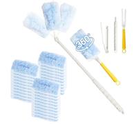 VEGCOO 30 Pack Fluffy Duster Refills with 2 Handles, 360° Flash Dust Magnet Refills, Compatible with Flash Duster, for Cleaning Furniture, Blinds (30 Pack Refills + 2 Handles)