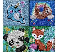 VEGCOO 4 Pack 5D Diamond Painting by Number Kit Full Drill Rhinestone Embroidery Diamond Art for Kids Children DIY Mosaic Making Cross Stitch for Home Wall Decoration(15x15cm)