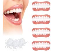 VEGCOO 4 Pairs Dentures Cosmetic Veneer False Teeth Veneers White Dentures for Women Men Comfortable Protect Your Teeth and regain Confident Smile