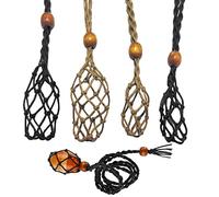 VEGCOO 4 Pcs Adjustable Quartz Crystal Stone Necklace Cords, 2 Colours (Black, Coffee), 2 Sizes, DIY Stone Pendant Jewelry Making