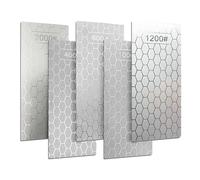 VEGCOO 5 Pcs Diamond Sharpening Stones, Diamond Sharpening Stone 400/600/1000/1200/2000, Honeycomb Diamond Plate Honing Stone with Non-Slip Pad, for Scissors Knives Chisels Tools