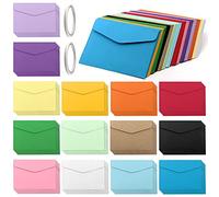 VEGCOO 70 Mini Envelopes in Assorted Colours, Mixed Coloured Gift Envelopes 4.6 x 3.2 Inch with Stickers for Greeting Cards, Invitations