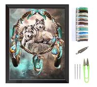 VEGCOO Cross Stitch Kits for Adults Beginners, Pre-Printed Stamped Embroidery Kits Wolves Pattern 11CT Needlework Kit DIY Artwork for Adults Kids Girls Home Wall Decoration Gift(30x40cm)