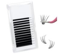 VEGCOO Easy Fan Lashes, D Curl Easy Fan Russian Lashes, 8-15 mm Self Fanning Extensions, Lightweight Blooming Self Fanning Volume Lash Black
