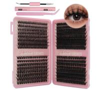 VEGCOO Individual Eyelashes Wispy Cluster Lashes 560 Pcs 60-100-120-150D D Curl Lash Clusters Kit Russian False Eyelashes Lash Extension with Professional Tools for Beginner (10-16 mm Mix)
