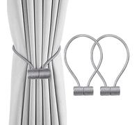 VEGCOO Magnetic Curtain Tiebacks Black Pack of 2 Curtain Tiebacks Buckles Holdbacks Holder Hook Clip for Home Bedroom Office Decorative Curtain (Grey)