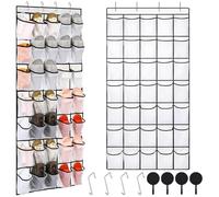 VEGCOO Over the Door Shoe Storage, 35 Large Mesh Pockets Hanging Shoe Rack Holder, Over the Door Shoes Storage Organiser with 8 Hooks for Wardrobe Door Tidy, Bedroom, Kitchen, Bathroom