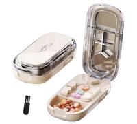 VEGCOO Pill Cutter, 1/2 1/3 1/4 Adjustable Pill Cutter for Pills of All Sizes, Cutting and Storing 2-in-1 Portable Tablet Cutter for Families with Elderly People Children Pets (White)