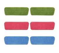 VEGCOO Spray Mop Replacement Pads Set Compatible with Addis Spray Mop - 6 Microfiber Mop Cloth - 42 cm×14 cm (Red/Blue/Green)