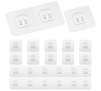 VEGCOO Transparent Adhesive Hooks, 20 Pieces Sticker Hooks for Bathroom Shelves No Drilling, 7 x 7cm Single & 6 x 14cm Double Adhensive Hooks for Shower/Kitchen/Living Room/Bedroom (UKGY-GD049-03)