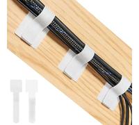 VEGCOO Under Desk Cable Management, Reusable Self-Adhesive Cable Management, Lightweight Adjustable Hook and Loop Cable Ties for Organizing Charging Cables, Wired Headphones (50, White)