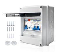 Vegena 2 Way Consumer Unit Circuit Breaker, Circuit Breaker Panel Garage Consumer Unit, IP65 Consumer Unit Anti-Leakage Fuse Box for Garages Caravans Workshops 40A 30mA RCD 6A+16A