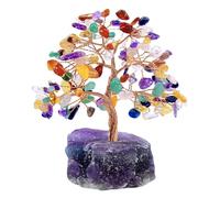 Vegena 7 Chakra Crystal Tree, Crystal Tree with Gemstones Base, Natural Healing Crystal Feng Shui Gemstone Tumbled Stones Money Tree, Ornaments for Home Decor Wealth Good Luck(12cm H)