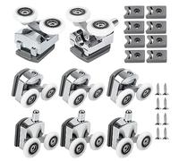 Vegena 8 Pieces Shower Door Rollers, Sliding Shower Doors Wheels, 23mm Shower Door Twin Rollers, for Shower Enclosure, Shower Room, Shower Screen Parts Replacement(4 Top and 4 Bottom Rollers)