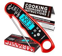 Vegena BBQ Meat Thermometer, BBQ Thermometer, Oven Thermometer, 2 Probes with Temperature Preset, Kitchen Alarm Clock, Blue Backlight, Magnetic Back Wall