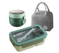 Vegena Bento Lunch Box, Bento Box for Adults and Kids, Lunch Box with Compartments, Durable Leakproof Bento Boxes Set with Bag, Utensils, Soup Cup for Men Women Student School Office (Pink) (Green)