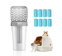 Vegena Cat Litter Scoop with Bags: Integrated Cat Litter Scoop, Integrated Detachable Deep Cat Litter Shovel, Large Capacity Portable Litter Shovel, Premium Cat Litter Scoop(8 Rolls Waste Bags)