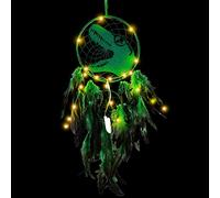 Vegena Children's Dream Catcher with Light, Dinosaur Dreamcatcher Handmade Dream Catchers for Children's Room Decoration Party Birthday Gift