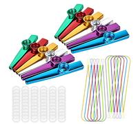 Vegena Kazoo Instrument, 12 Pieces Set with 60 Membranes and 12 Lanyards Aluminium, Small and Portable, Ideal Gift for Children and Music Lovers