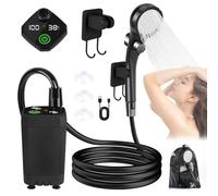 Vegena Portable Shower, Camping Shower with 6000mAh Rechargeable Battery, IPX7 Waterproof Pump, Temperature Display, Outdoor Shower for Car Washing, Pet Bathing, and Travel