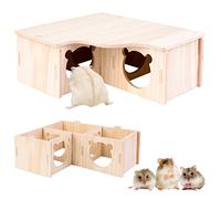 Vegena Wooden Hamster House Hamster Corner House: Hamster Wooden Houses, Wooden Guinea Pig House, Corner House Hideout Cage Decor Accessories for Dwarf Hamsters, Gerbils, Degus (22.5 x 17.8 x 8cm)