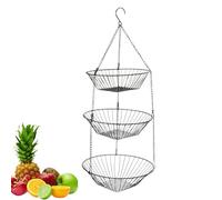 Vegetable Basket - 3 Tier Iron Shelf Organizer | Metal Food Storage Container | for Food, Bread, Potatoes, Onions, Pantry, Gardening, Bathroom, Garden