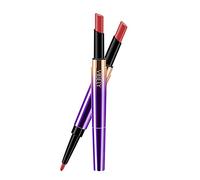 Vegetable Box Wooden Lipstick Durable Lipstick Matt Waterproof Long Pen Head Velvet Pencil with Lip 1 Double 2 Liner Lipstick (B, One Size)