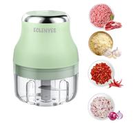 Vegetable Chopper, 100ML Electric Garlic Chopper, Rechargeable Mini Chopper, Powerful Small Food Processor, Blender to Vegetable, Wireless Food Chopper for Ginger, Chili, Fruit, Meat, etc（Green）