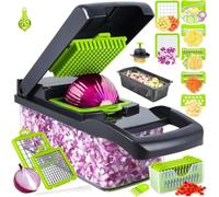 Vegetable Chopper, 14-in-1 Kitchen Mandoline Vegetable Slicer Food Chopper for Onion Veg Garlic Potato Salad Mini Dicer Chopper Cutter,Grey, SK glow Vegetable Choppers.