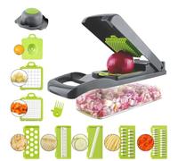 Vegetable Chopper, 14 in 1 Mandoline Slicer Adjustable Food Chopper Vegetable Cutter, 7 Replaceable Stainless Steel Veg Cutter with Hand Guard Julienne Grater for Cutting Onion Potato Fruit Salad