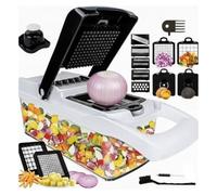 Vegetable Chopper 16-in-1, Mandoline Slicer, Onion & Salad Dicer, Potato Chipper, Julienne Cutter, Cheese Grater, Peeler, Spiralizer, Lemon Squeezer, Egg Slicer & Separator - Ultimate Kitchen Gadget