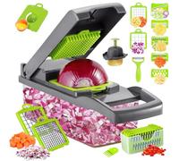 Vegetable Chopper, 16 in 1 Mandoline Vegetable Slicer Salad Chopper, Multifunctional Vegetable Cutter with Drain Basket, Onion Potato Salad Kitchen Manual Food Chopper for Cutting Vegetable and Fruit