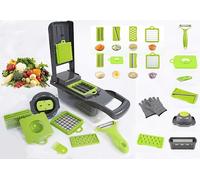 Vegetable Chopper, 17 in 1 Mandoline Onion Cutter, Kitchen Multifunction Veggie Dicers, Food Fruits Veg Garlic Potato Salad Carrot Spiral Slicers, Mini Manual Hand Grater Machine with Safety Gloves