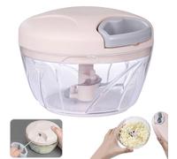 Vegetable Chopper 500ml - Multi-Function Manual Food Processor - Hand-Pull Design with Handle & Lid - Slicer, Dicer & Blender for Onion, Garlic, Peppers, Fruits, Nuts, Herbs (Pink)