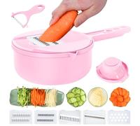 Vegetable Chopper-9 in 1 Potato Slicer,Vegetable Grater Food Chopper with Container Multifunctional Chopper Vegetable Cutter Slicer with 6 Stainless Steel Blades for Kitchen (Blue, 9 in 1)