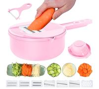 Vegetable Chopper-9 in 1 Potato Slicer,Vegetable Grater Food Chopper with Container Multifunctional Chopper Vegetable Cutter Slicer with 6 Stainless Steel Blades for Kitchen (Blue, 9 in 1)