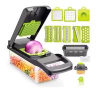 Vegetable Chopper and Mandoline Slicer Set, Multi-Function Food Dicer with Container, Fruit Vegetable Slicer Julienne Cutter Peeler Grater